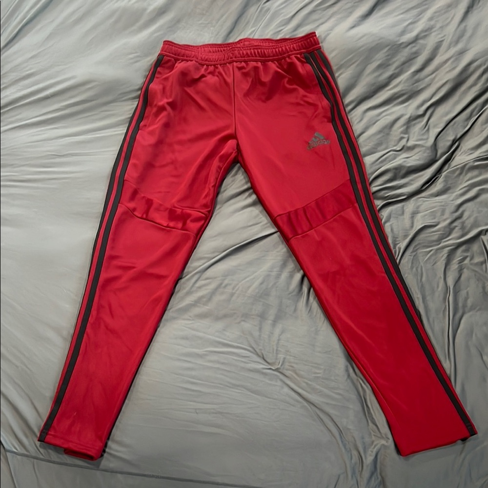 Adidas Red and Black Sweatpants for Active Comfort